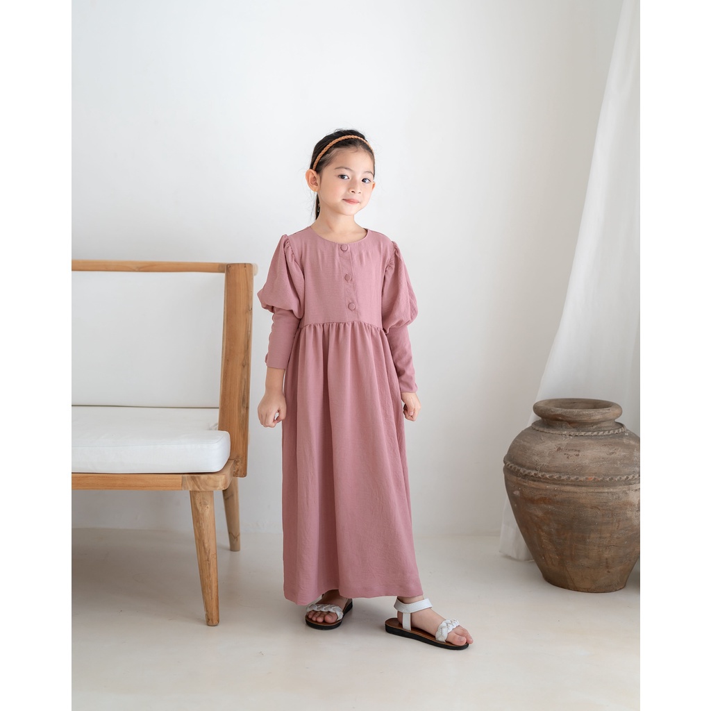 Hunny Bunny Syazani Maxi Dress / Dress Anak Perempuan / Dress Crinkle/ Dress Muslim Anak