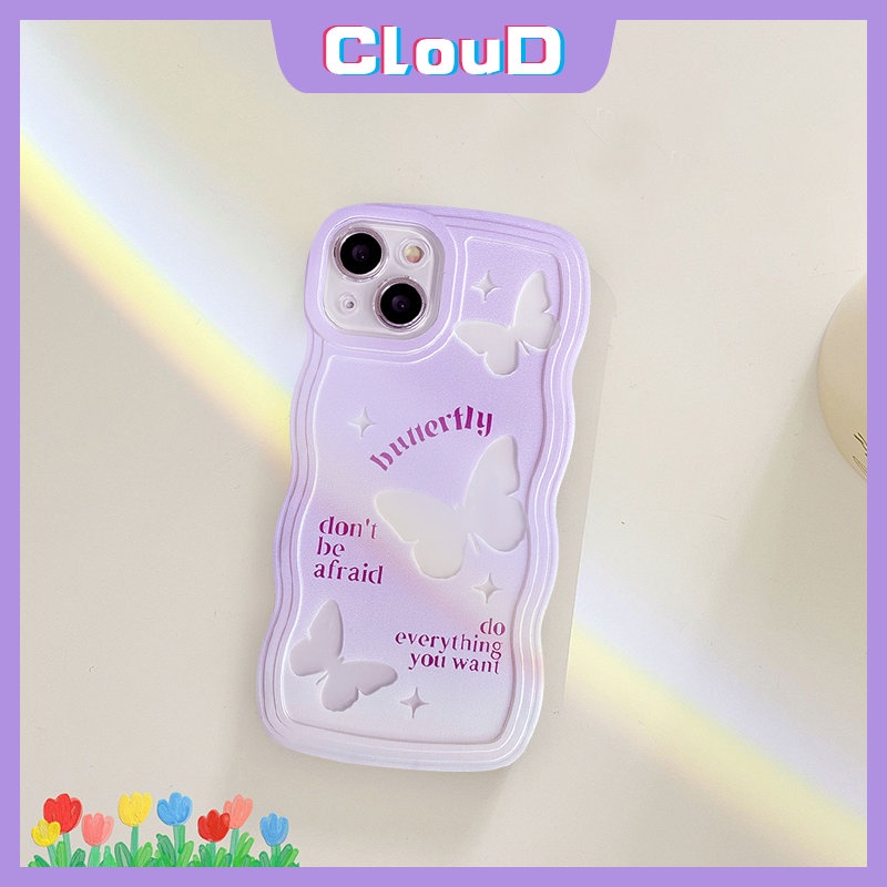 Casing Realme C30 C25Y C20A C21Y C33 C17 C11 C35 C3 C15 C25 C20 C25s 7 9 C12 Realme 10 7i 5i 8i 6i 9Pro+8Pro 5 9i 8lembut Tpu Wavy Edge Purple Gradient Romance Butterfly Case