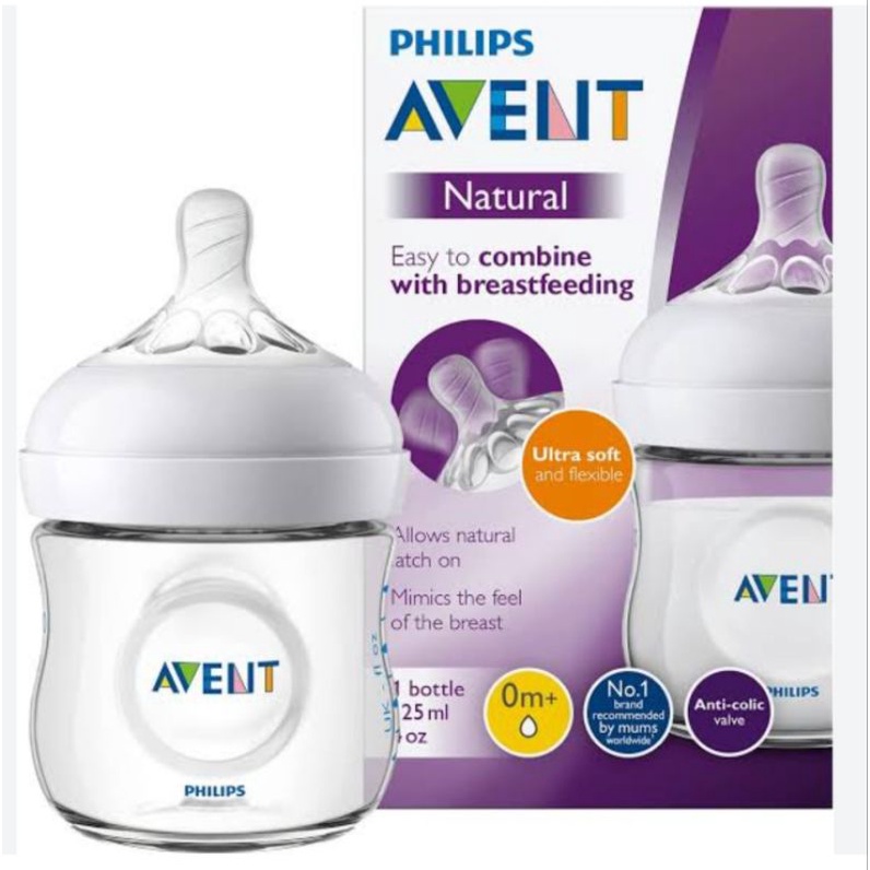 Botol Susu Philips Avent Natural 125ml / Avent Natural Nipple Ulir Botol Susu Bayi Wide Neck Newborn Baby Bottle / Botol Susu Bayi Avent Box ISi 2 Natural