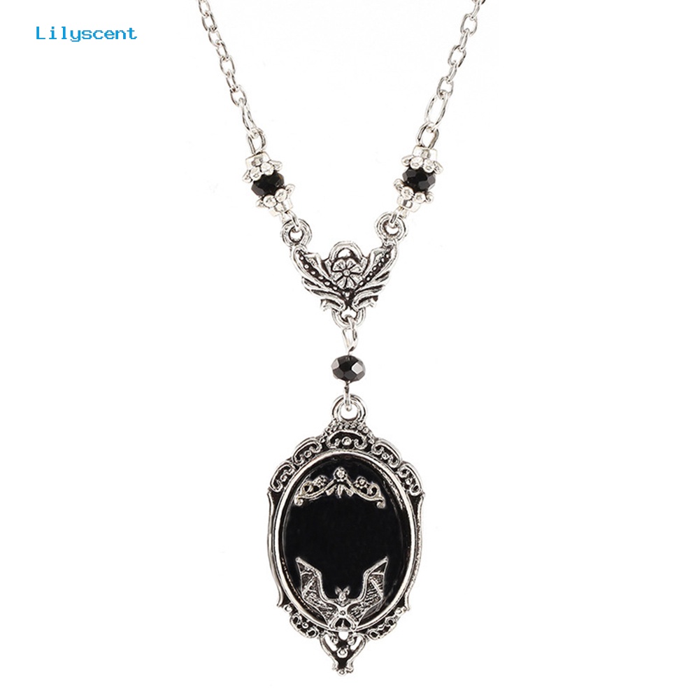 [LS] Unisex Bat Beads Faux Gemstone Pendant Kalung Jari Cincin Anting Perhiasan