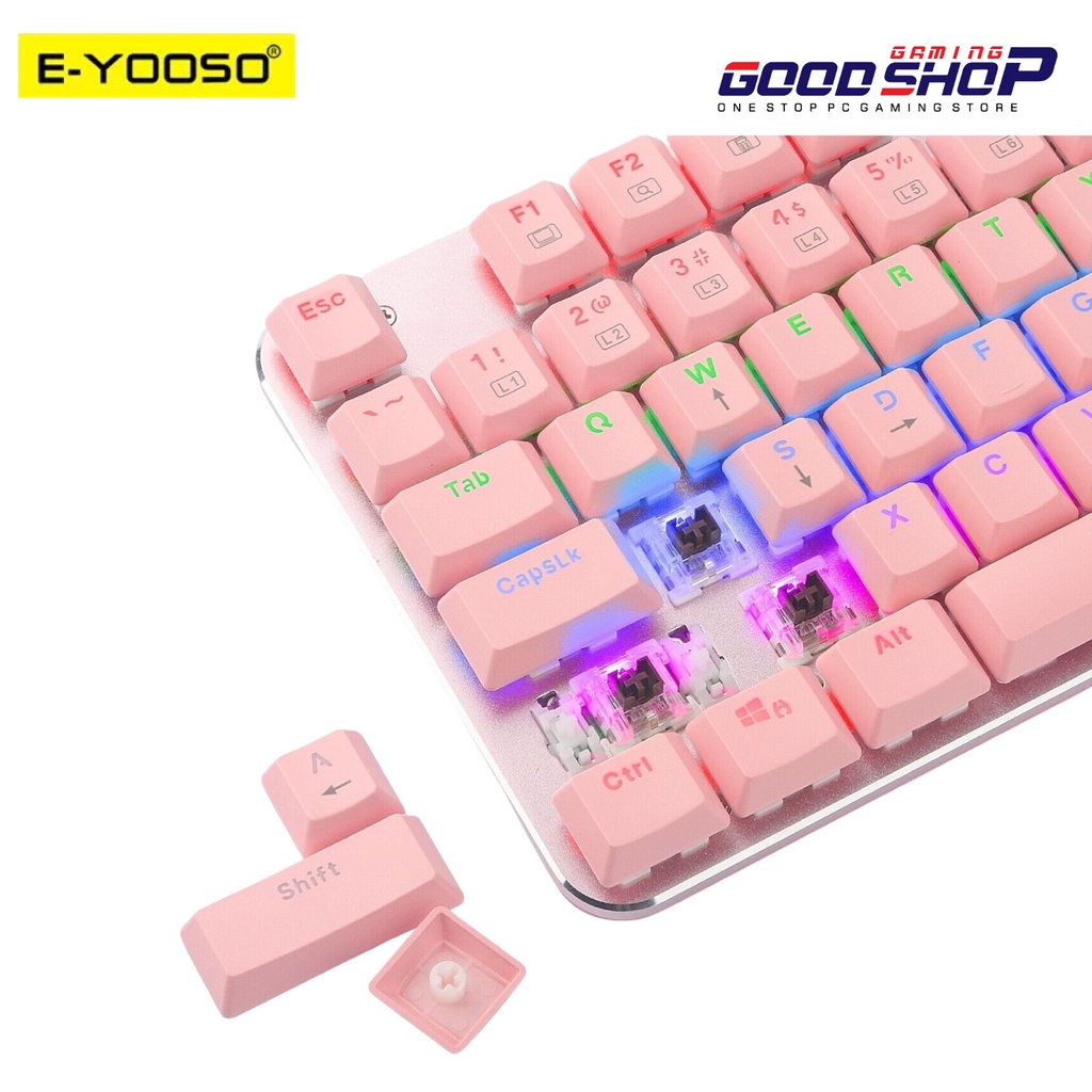 E-YOOSO HOTSWAP MECHANICAL GAMING KEYBOARD 87% PINK KEYCAPS - Z-66