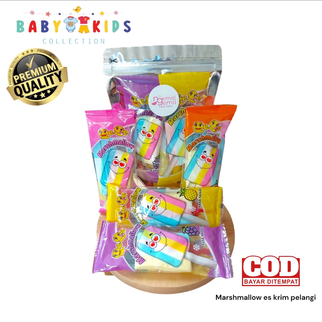 

Marshmallow Eskrim Pelangi Rasa Buah Marshmallow Ice Cream Rainbow Homemade Kualitas Premium