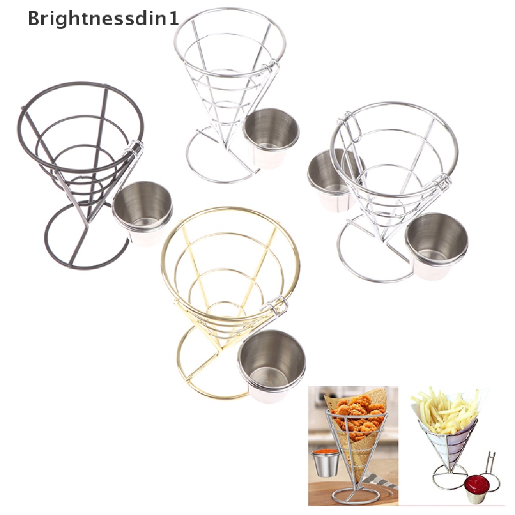 [Brightnessdin1] 1pcs French Fry Stand Cone Basket Holder Tempat Kentang Goreng Ikan Dan Keripik Dan Makanan Pembuka Butik