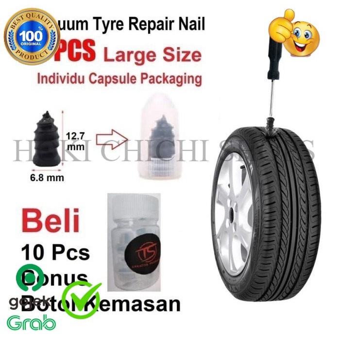 REPAIR BAN ISI 10 SKRUP PAKU LEM TAMBAL BAN Tubles Vacuum Tyre Repair ORIGINAL CC