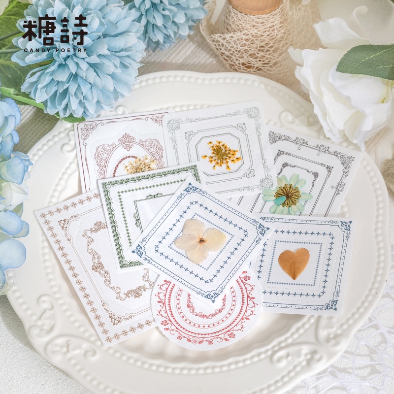 Vintage Lace Frame Series Notepad Memo DIY Bahan Background Dekoratif Akun Tangan