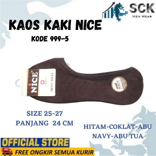 Kaos Kaki Pria NICE 999-5 Tumit POLOS / Kaus Kaki NICE Pria / Invisible Socks Cowok