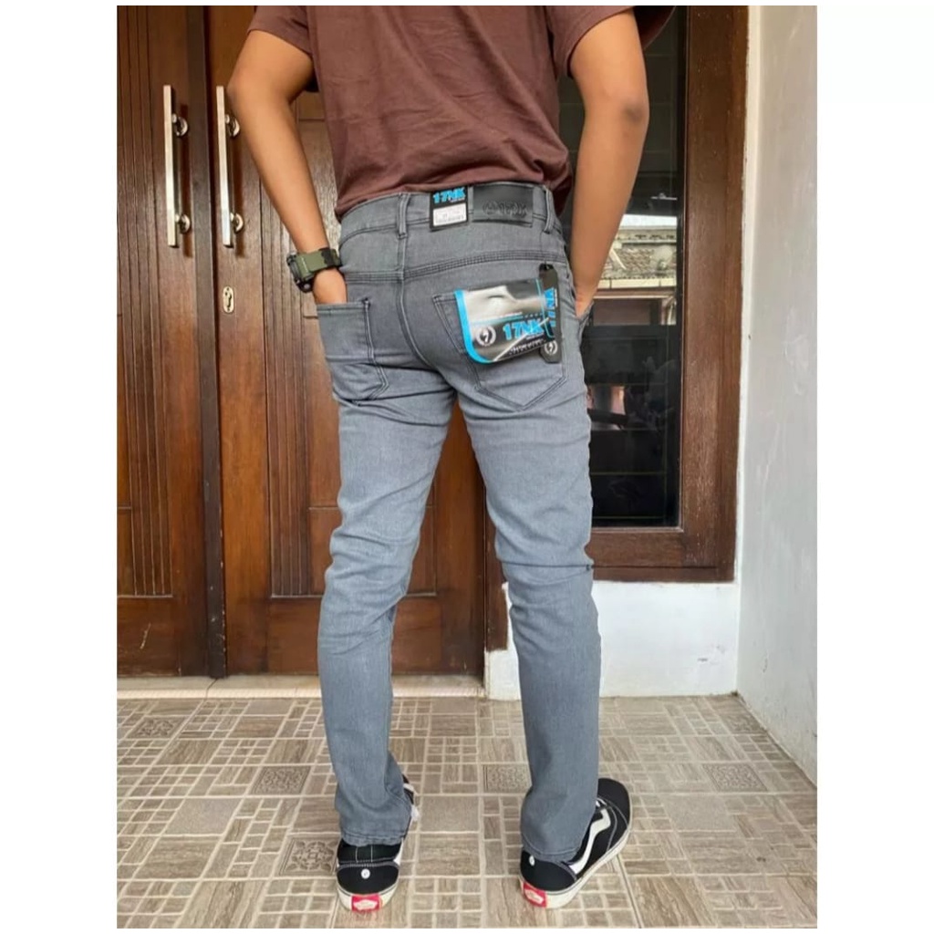 Celana Jeans Pria Panjang Skinny Slim Fit Panjang distroMelar abu abu  black/ Celana Jeans Cowok