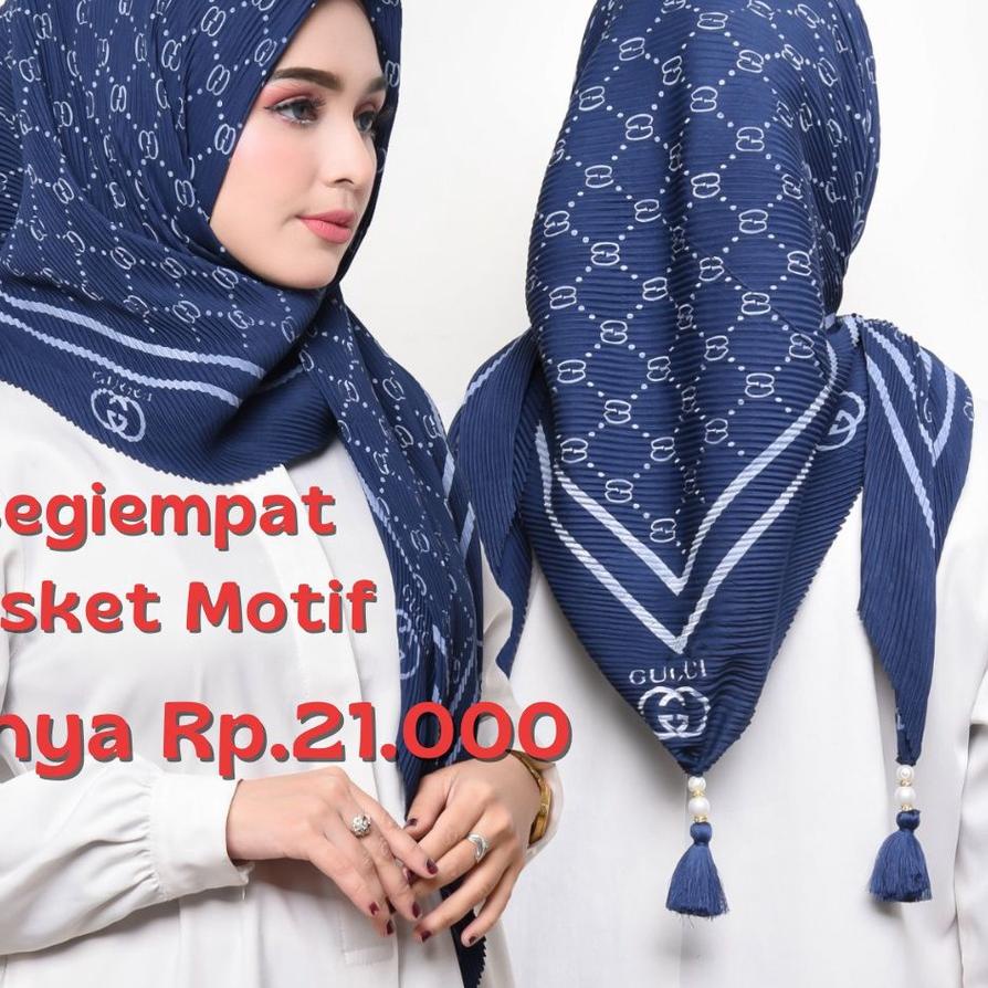 ℗ SEGIEMPAT PLISKET MOTIF TASEL CERUTY BABY DOLL / JILBAB PLISKET SEGI EMPAT POMPOM CERUTY TERBARU A