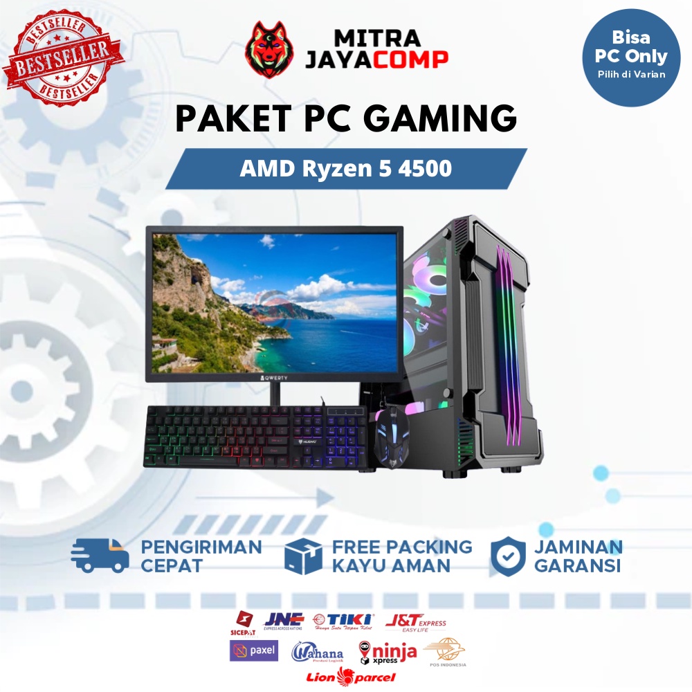 1 Set PC Gaming Fullset AMD Ryzen 5 4500 GTX 1650 + Monitor 24 Inch Garansi 1 Tahun