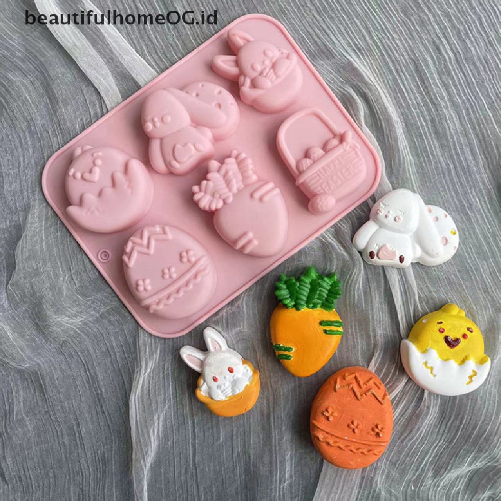 // Beautifulhomeog.id// Happy Easter Mold Bunny Telur Paskah Silicone Mold Cetakan Coklat Jelly Puding Dekorasi Kue Rumah Tangga Dapur Pesta Paskah **