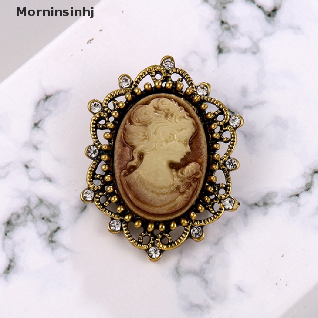 Mornin Pernikahan Retro Cameo Mutiara Kristal Berlian Imitasi Bros Pin Bunga Wanita Perhiasan id