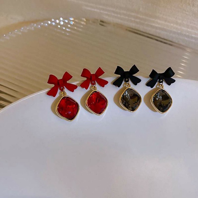 Bow Menjuntai Anting Untuk Wanita Statement Square Earrings Hadiah Ulang Tahun Pesta Wanita