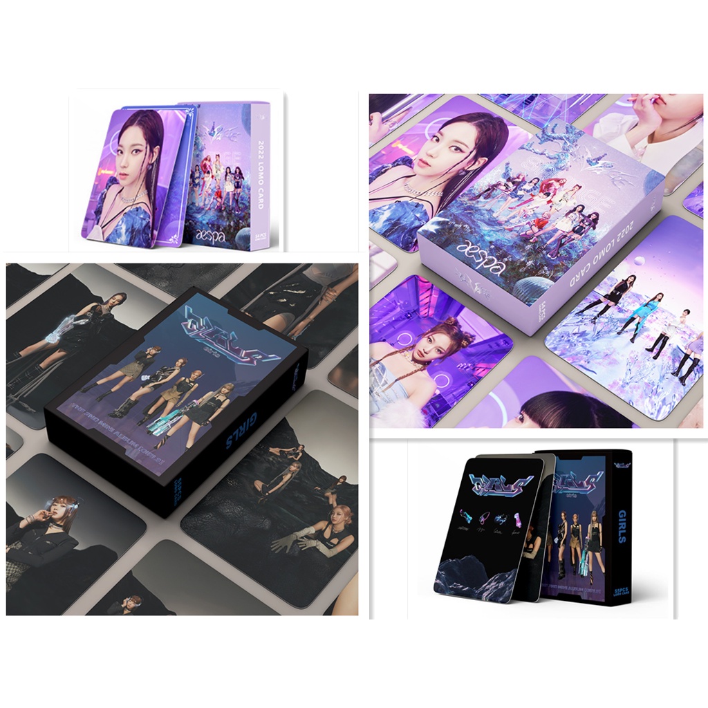 54-55pcs/box AESPA Album SAVAGE GIRLS Photocards NINGNING KARINA GISELLE Musim Dingin Lomo Kartu Kpop Postcards
