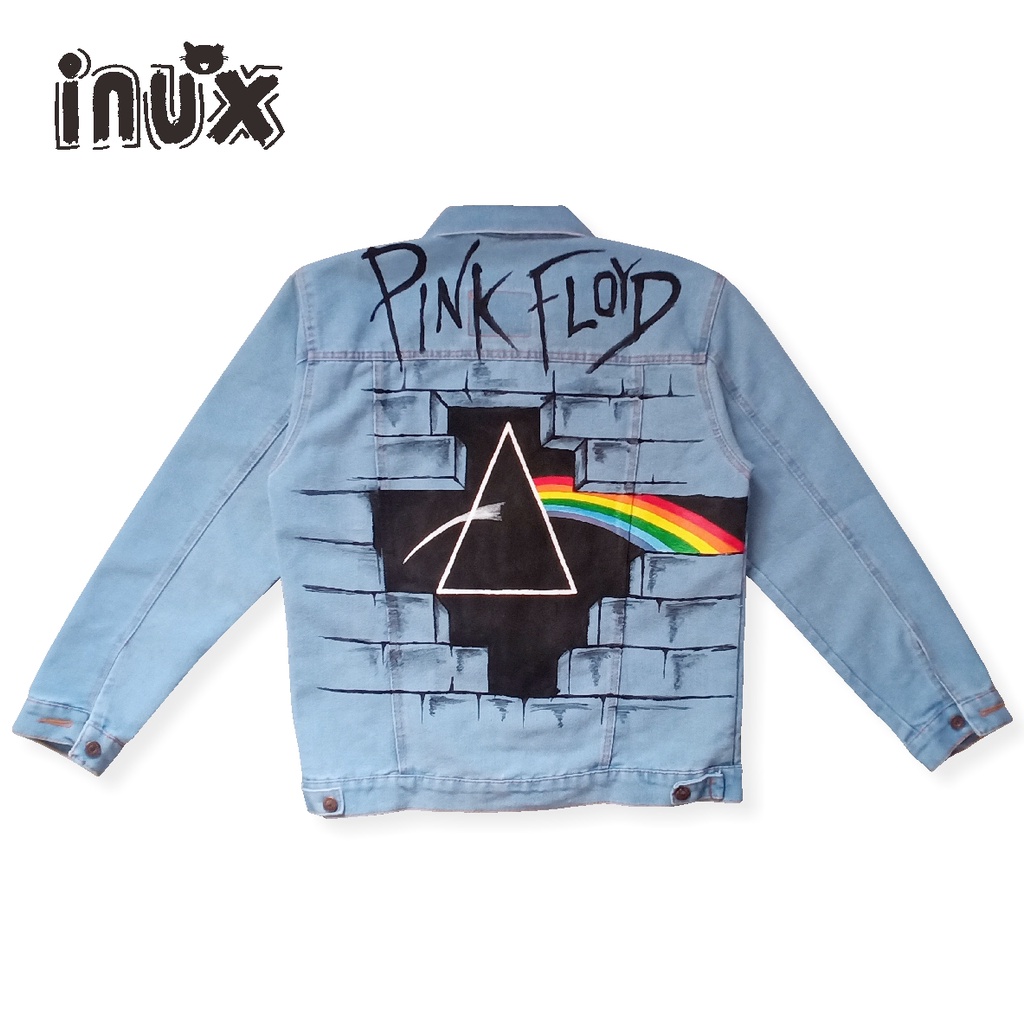 JAKET JEANS PRIA / JAKET LUKIS PINK FLOYD / DENIM JACKET CUSTOM INUXSTORE / JAKET PINK FLOYD