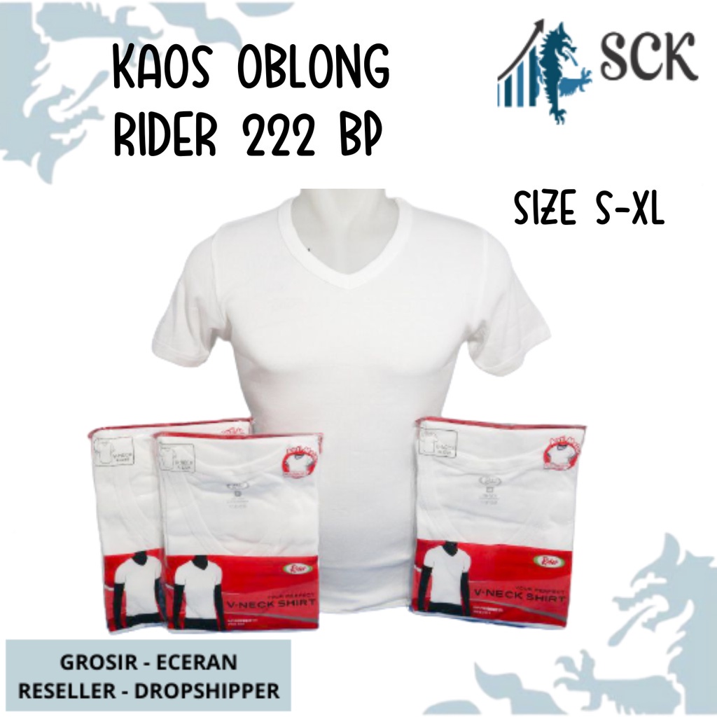 Kaos Dalam RIDER 222 WARNA PUTIH KRAH V / Blong T-Shirt Lifestyle / Oblong R222BP V-Neck - sckmenwear GROSIR