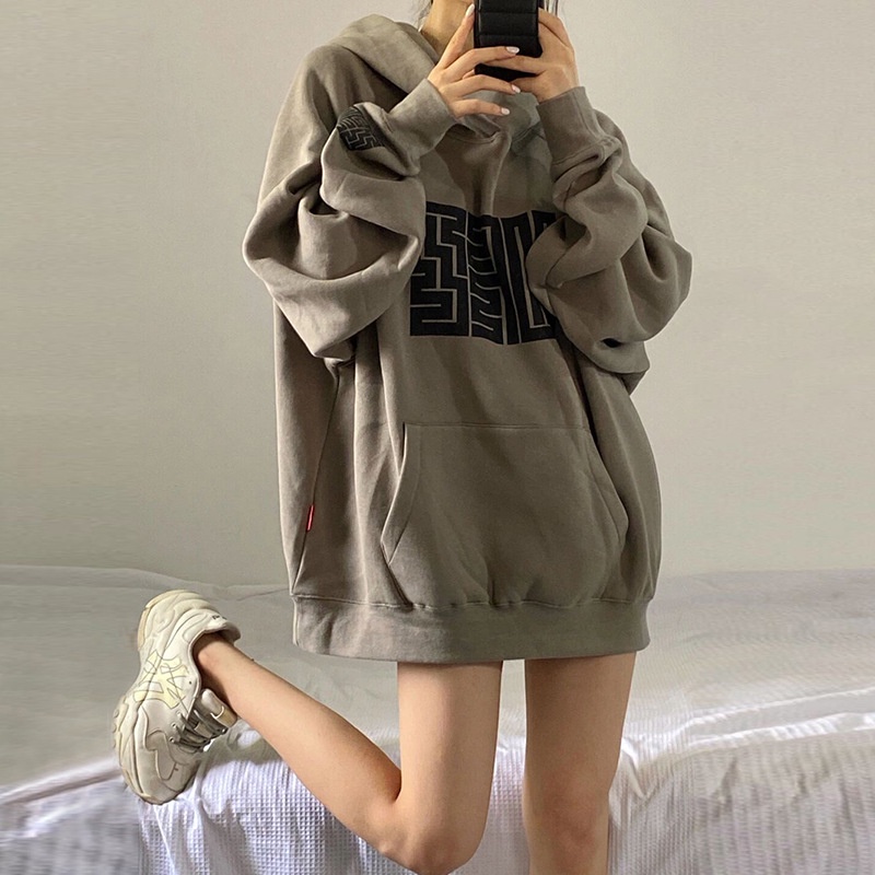 TJM BJ362 Sweater Hoodie Labirint Atasan Wanita Dan Pria Korean Style