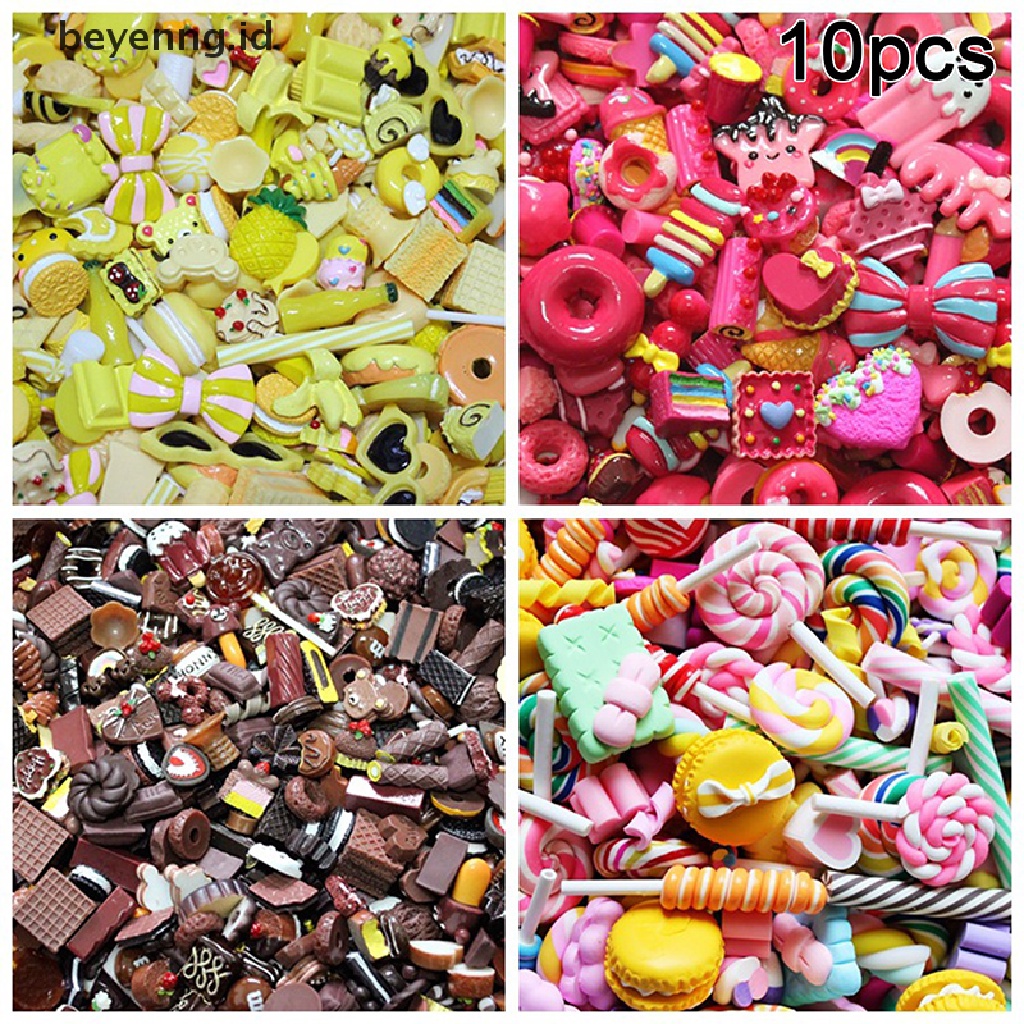 Beyen 10pcs Mainan Bermain Mini Makanan Kue Biskuit Donat Miniatur Aksesoris Ponsel ID