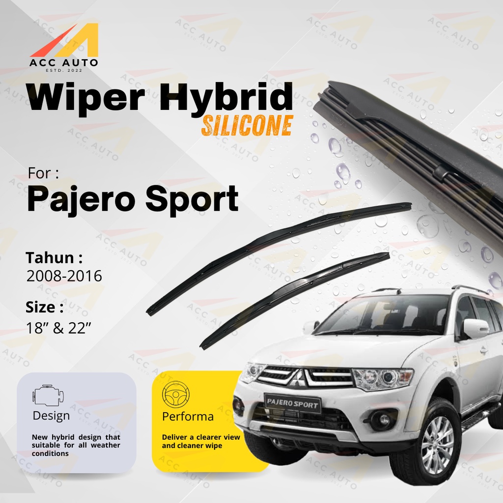 Wiper Frameless Mobil Mitsubishi Pajero Lama KaretKaca Silicon Hybrid / Kipas Kaca