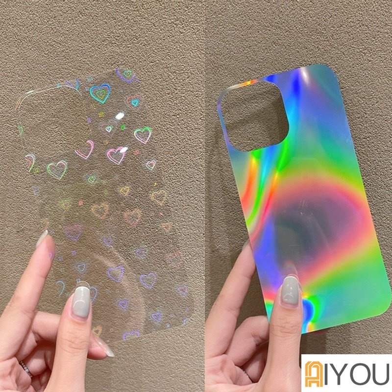 Kartu laser Untuk iphone 14 Pro Max11 12 13 Pro Max Kertas laser Mini Untuk iphone Xr Xs 6s 78 plus Casing Bening Belakang Stiker Glitter Hias