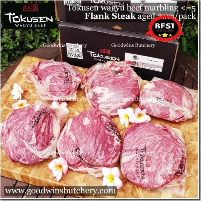 

3KG WAGYU BEEF TOKUSEN MB4-5 FLANK STEAK CHILLED WHOLE CUT 2PCS BEST H65464UJ