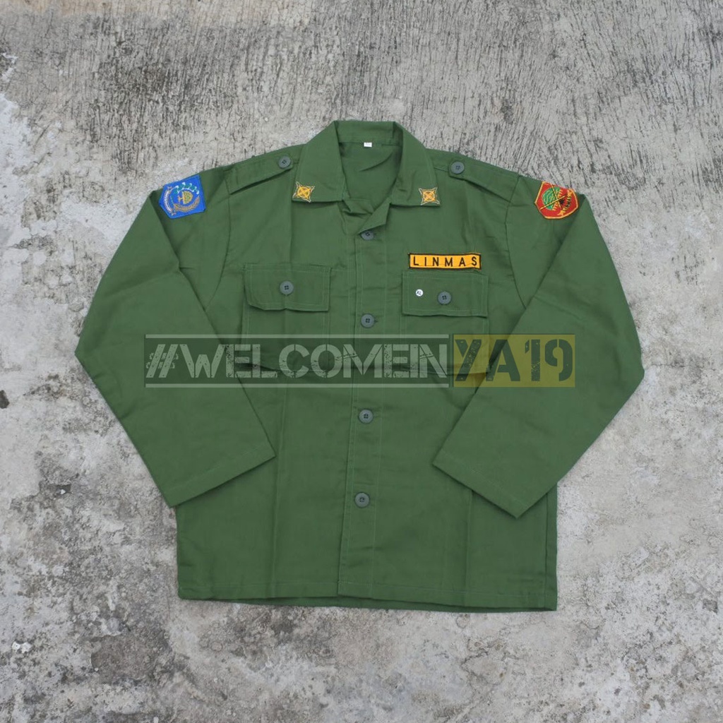 Baju Setelan PDL Linmas Hijau / Seragam PDL Linmas / Seragam Hansip