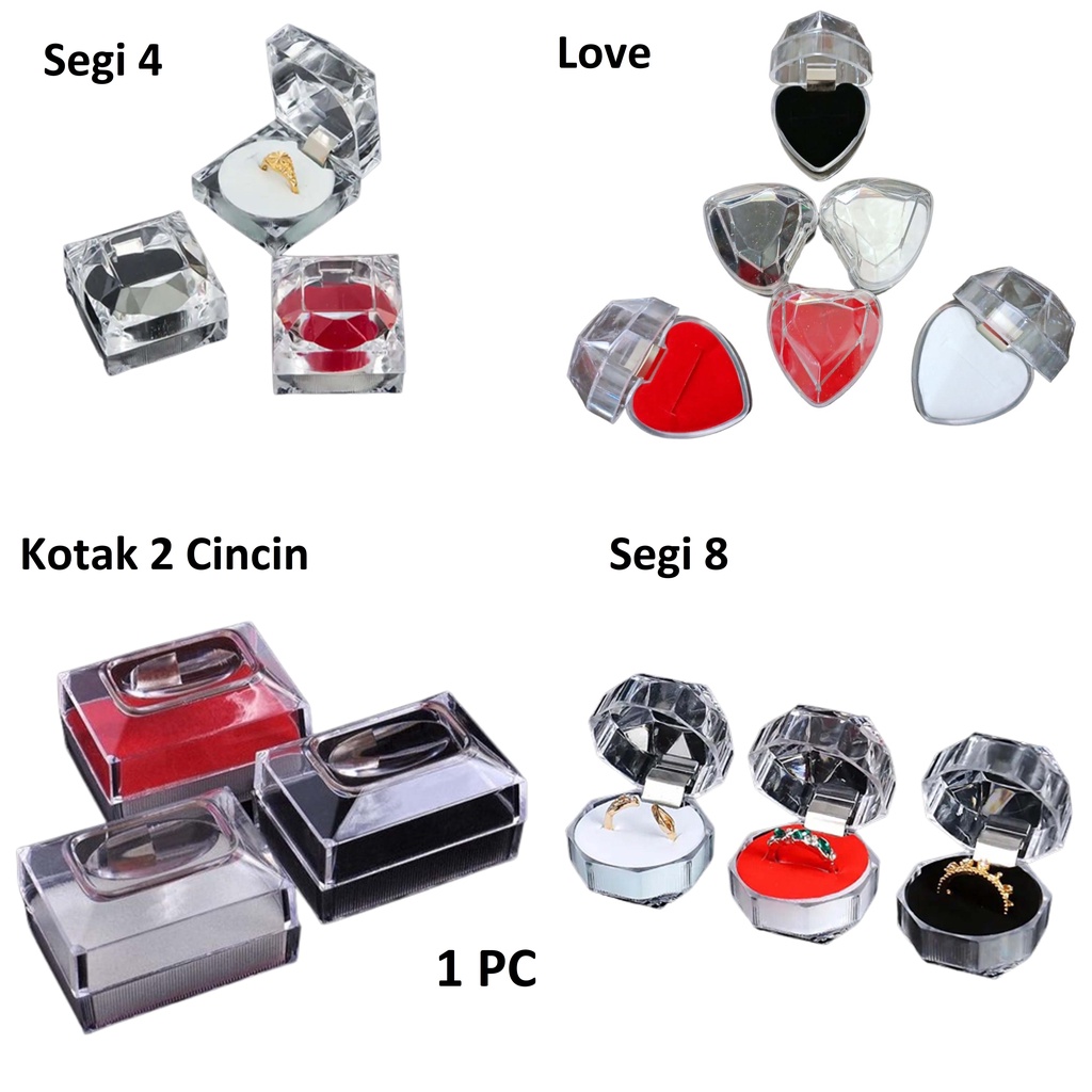 KOTAK CINCIN ACRYLIC MACAM MACAM MOTIF/HARGA/PCS