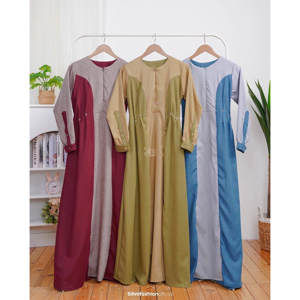 GAMIS YANA RED GROSS OCEAN BLUE BY SILMI FASHION BAHAN KATUN MADINA BAJU BUSANA MUSLIM WANITA WOMEN 