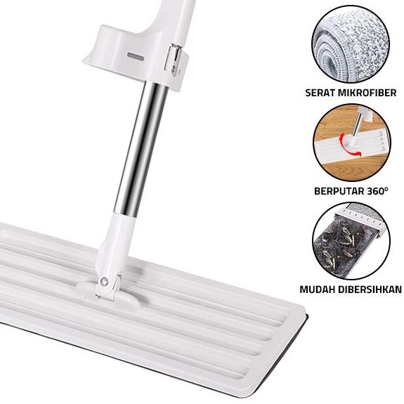 ❈ << Jenius >> Alat Pel Lantai Tarik Peras Otomatis Flat Mop Peras Tanpa Tangan Alat Ngepel Pembersi
