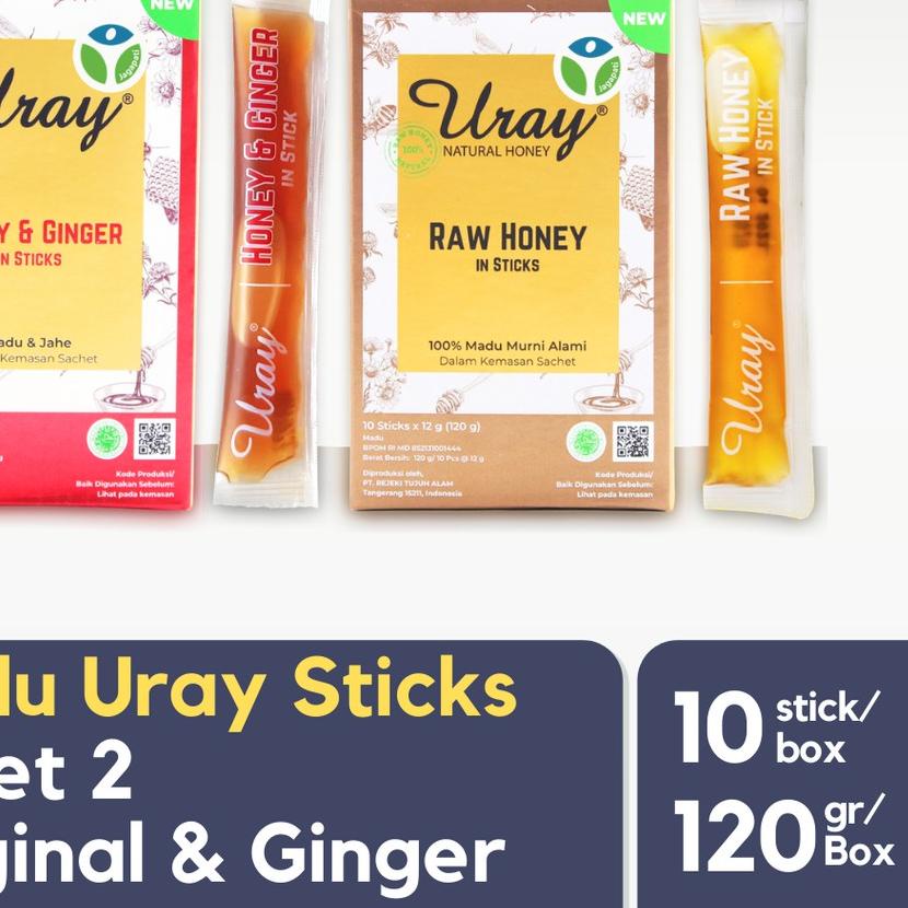 

➾ Paket 2 Uray Stick Sachet 20 pcs - Original & Ginger - Raw Honey - Jagapati ✫