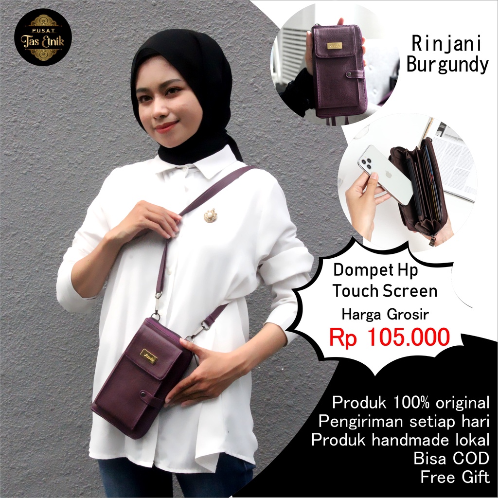 TAS DOMPET HP RINJANI BURGUNDY