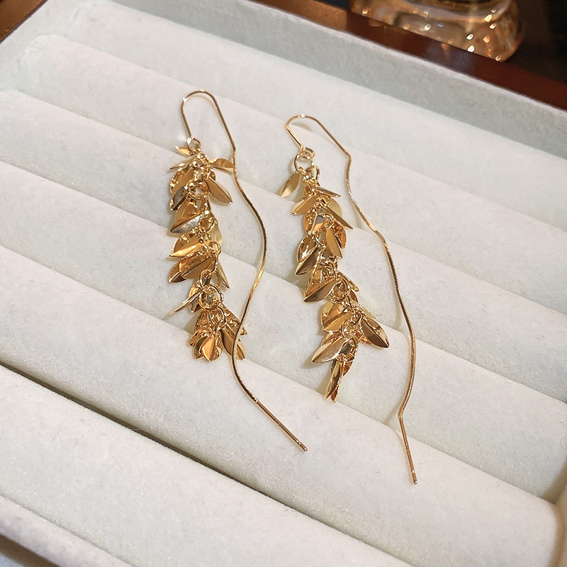 Daun Rumbai Ear Hook Garis Telinga Terintegrasi Fashion Korea Berkelas Anting Panjang