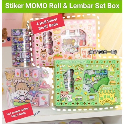 [ ABJ ] (1Box isi 4 Roll &amp; 10Lembar ) Stiker 2D Sticker botol minum 2D plastik anti air/Buku Diary Stiker Motif/Stiker Anti Air