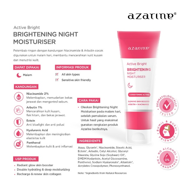 [NEW] Azarine Active Bright Series | Brightening Creamy Facial Foam | Day | Night Moisturizer - Azarine