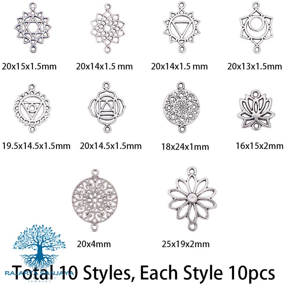 Charms Connector 10 Styles Flower Tibetan Antique  Symbol Chakra C10