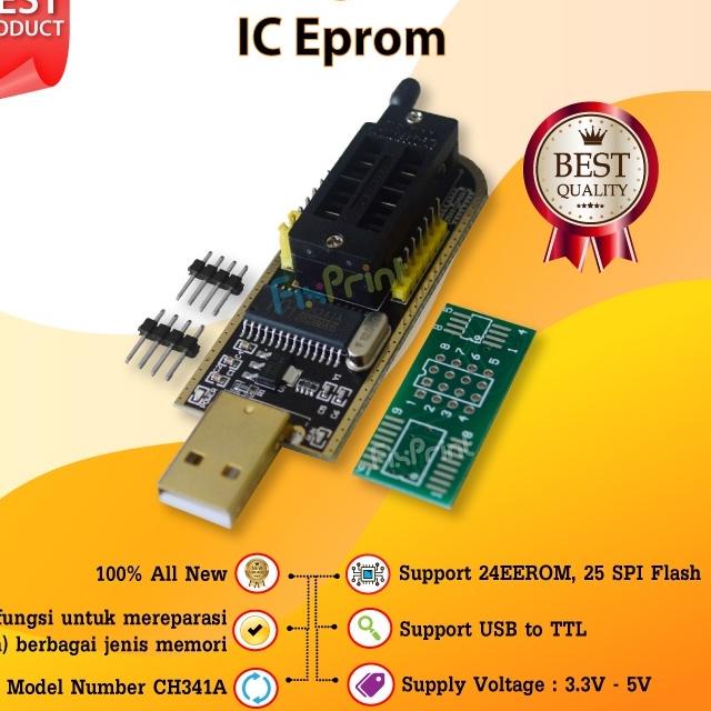 TerkiniUSB Programmer IC Eprom CH341A Module Flash BIOS Eeprom 24 25 Series Alat Program IC Eprom BI