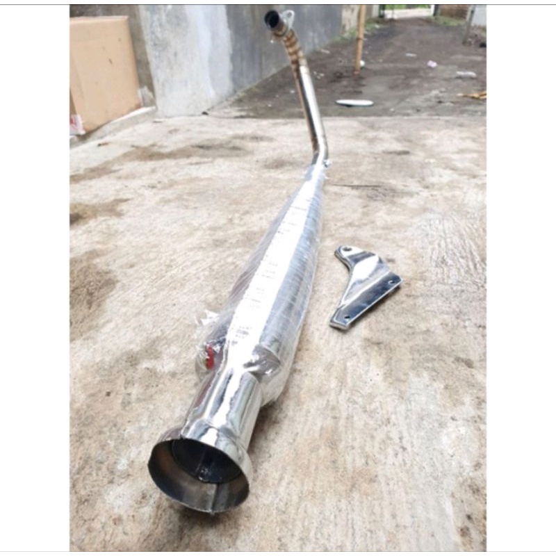 KNALPOT CORBI PLOR LEHER CACING STAINLES + PANGKON PNP HONDA CB GL MP MERK MSJ