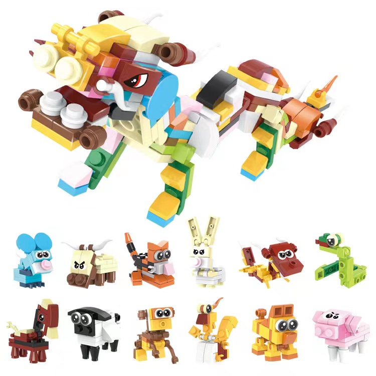 Kompatibel Lego Rakitan Blok Bangunan Partikel Kecil Animal 12 Zodiak Lego Building Blocks Educ