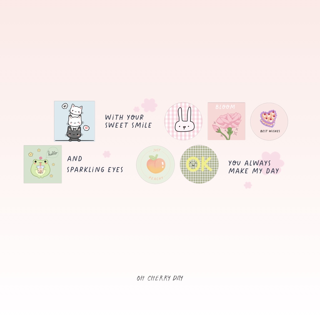 Digital Stickers untuk Digital Planner, Notebook, Journal, Diary Bujo Cute Stickers Sticky Notes PNG Stickers