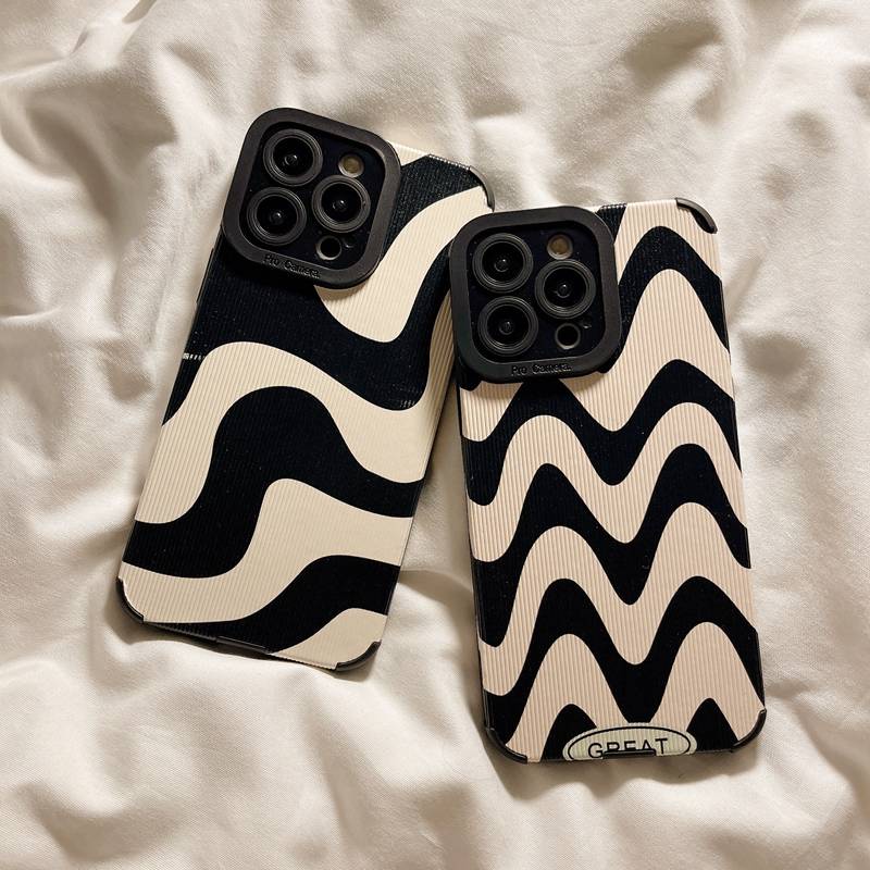 Fashion Art Zebra Wave Soft Case HP iP iPhone 6 6S 7 8 14 + Plus SE 2020 X XS XR 11 12 13 Pro Max Black White Casing Apple