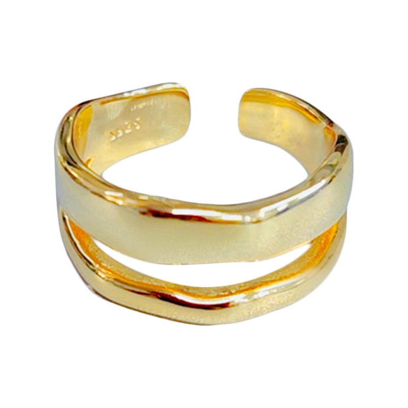 Mempesona Zirkon Ganda Lingkaran Terbuka Dapat Disesuaikan Cincin Untuk Wanita925 Sterling Silver Pernikahan Pertunangan Statement Jewelry