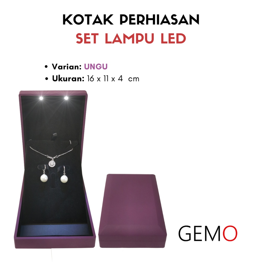 Kotak Perhiasan Berlampu Set Besar / Cincin / Liontin / Anting / Kalung Koye / Jewelry Box Tempat Perhiasan Lampu LED Murah Cocok Untuk Gift / Hadiah, Lamaran, Mahar Pernikahan, Hantaran Tunangan, Seserahan Pernikahan