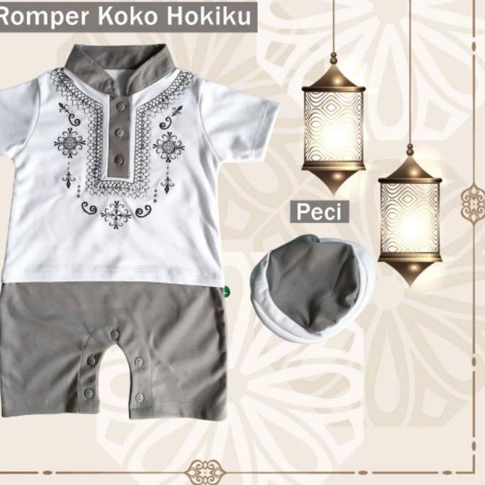 ✥ Pakaian Muslim Baju Koko Bayi HOKIKU SNI / Romper Bayi Peci PREMIUM ♣