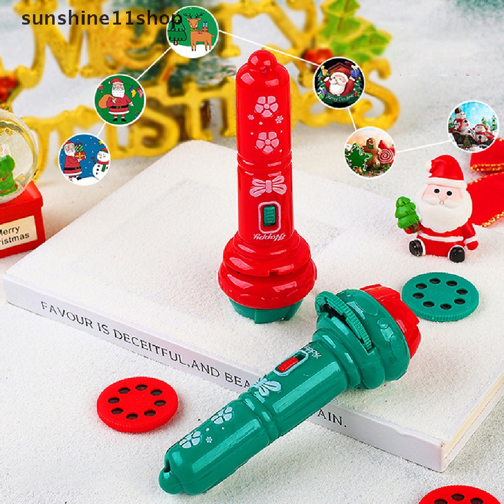 Sho 1Set Senter Proyeksi Natal Multi-Fungsional Portable Motif Kartun Lucu Glowing Mainan Edukasi Dini Untuk Anak Dekorasi Xmas N