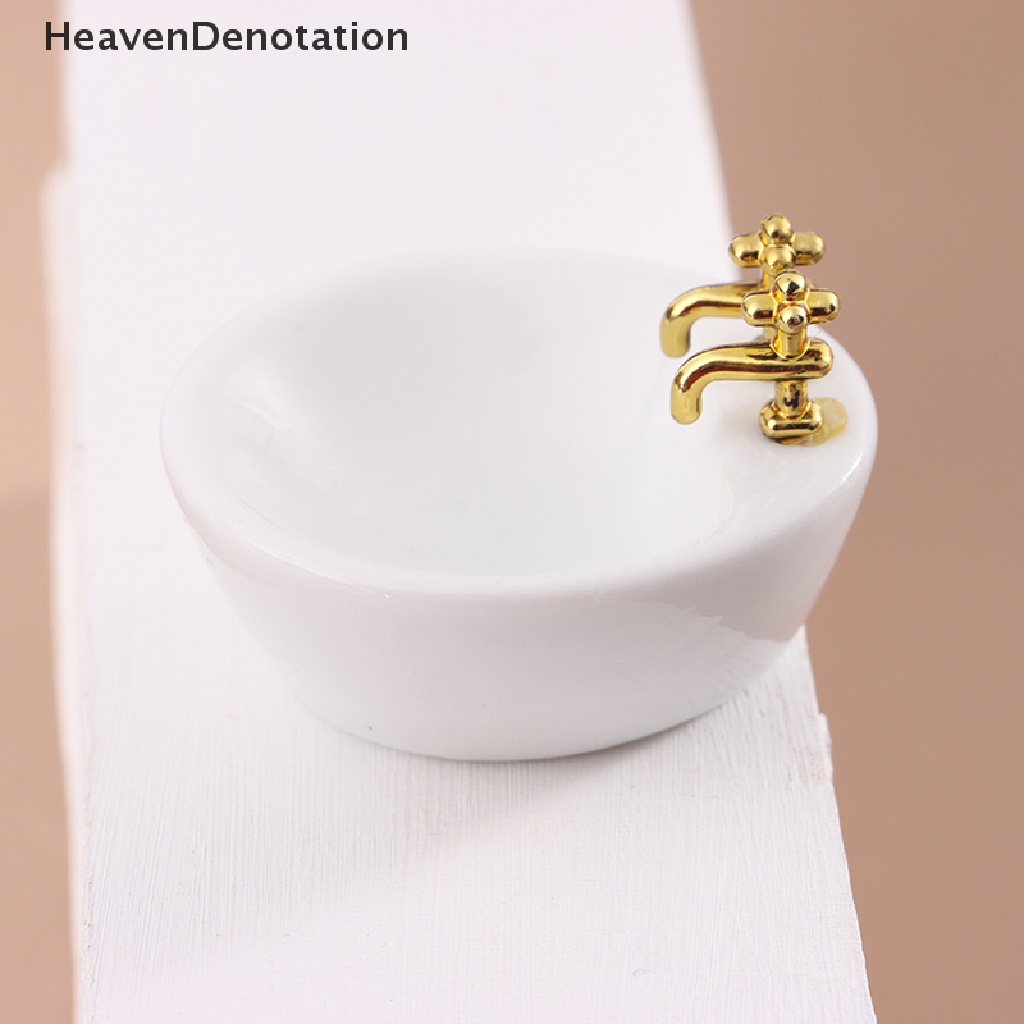 [HeavenDenotation] 1: 12 Dollhouse Miniature Ceramic Wash Basin Bathroom Sink Model Furniture Decor HDV