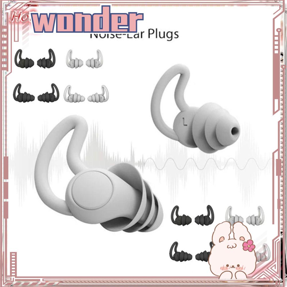 Wonder 1pasang Penyumbat Telinga 2per3lapis Anti Air Peredam Suara Travel Belajar Tidur Ear Plugs