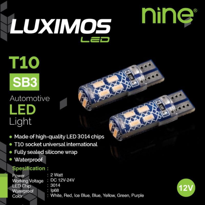 LAMPU LED T10 JELY SB3 10 TITIK LUXIMOS NINE SEIN,SENJA,PLAT NOMOR MOTOR DAN MOBIL