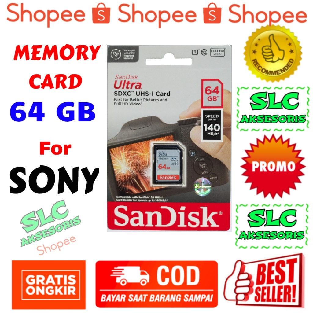 Memory SD Card Sandisk HIGH SPEED 16gb 32gb 64gb Alfa Kamera Sony NEX3 NEX5 NEX6 NEX7 NEXC3 NEXF3 A 