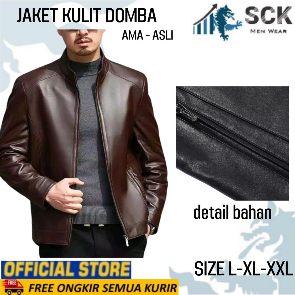 Jaket Pria KULIT DOMBA - AMA Asli Krah Shanghai Halus size L-XXL / Pakaian Laki Racing / Perlengkapan Otomotif - sckmenwear GROSIR