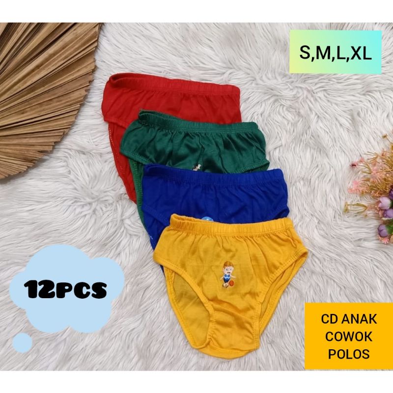 12 Pcs Celana Dalam Anak Polos / Celana Dalam Anak Murah / Celana Dalam anak Cowok / Celana Dalam Grosir Lusinan