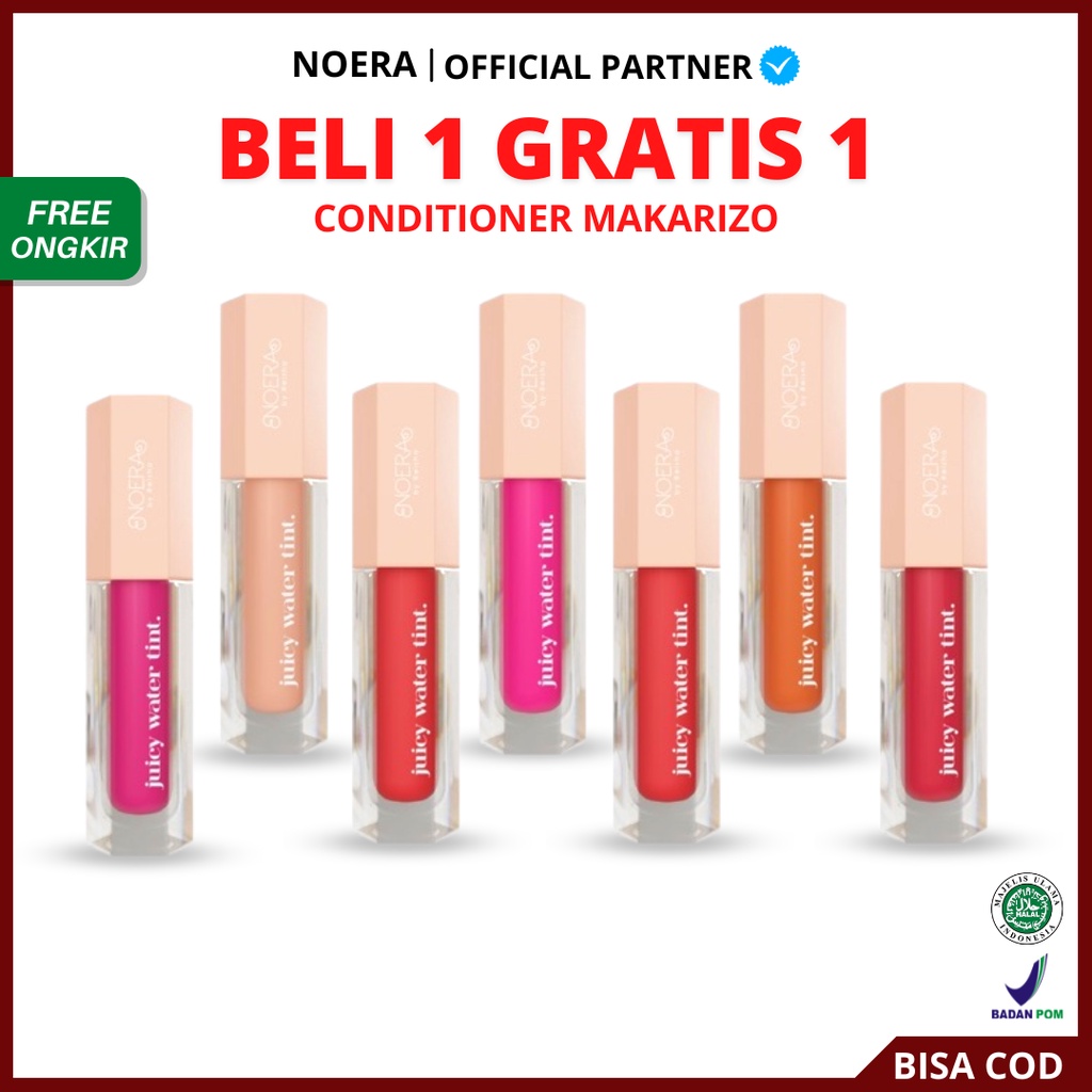 [ FREE GIFT ] Noera Juicy Water Tint - Liptint Lipstick Lembut Tahan Lama BPOM